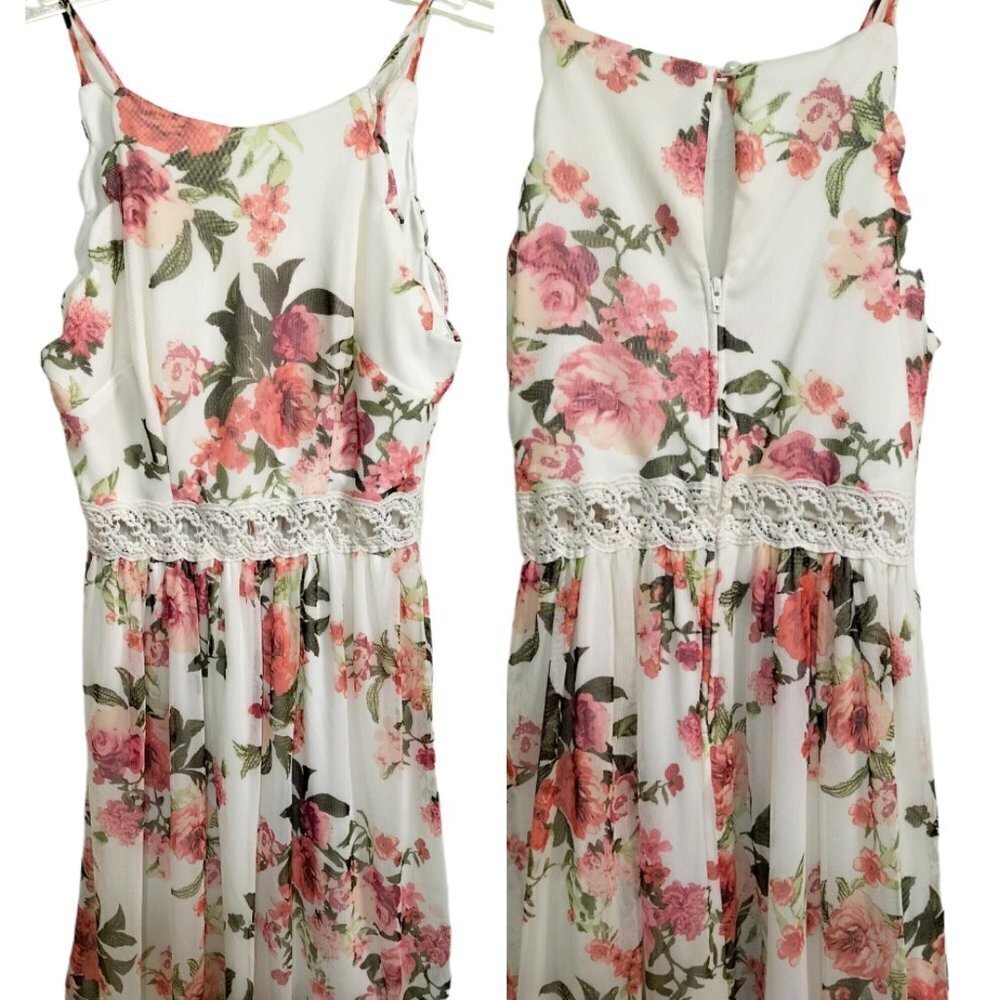 (742)A Byer Floral Evening Mini  Dress Cocktail Size  3Jr